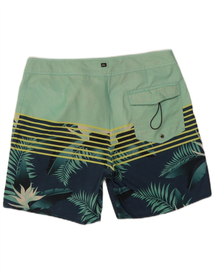 Мужские шорты для плавания Quiksilver, полиэстер, средний зеленый цвет с цветочным принтом