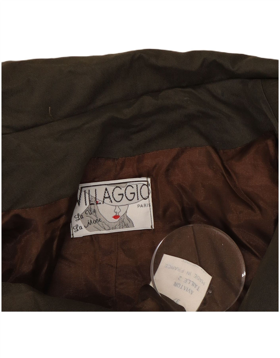 Винтажная женская укороченная двубортная куртка UK 18 XL из вискозы цвета хаки