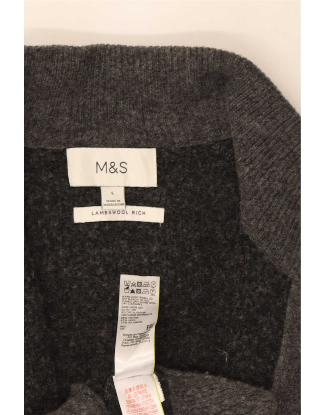 Мужской кардиган Marks & Spencer, большой серый хлопковый свитер