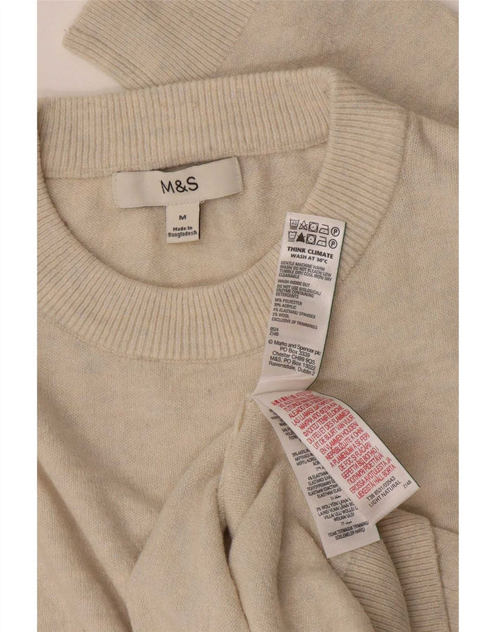 Женский джемпер с круглым вырезом Marks & Spencer UK 14, средний, белый