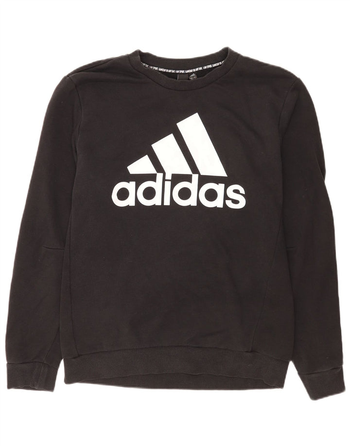 Мужской свитшот Adidas с рисунком, хлопковый джемпер среднего размера, черный