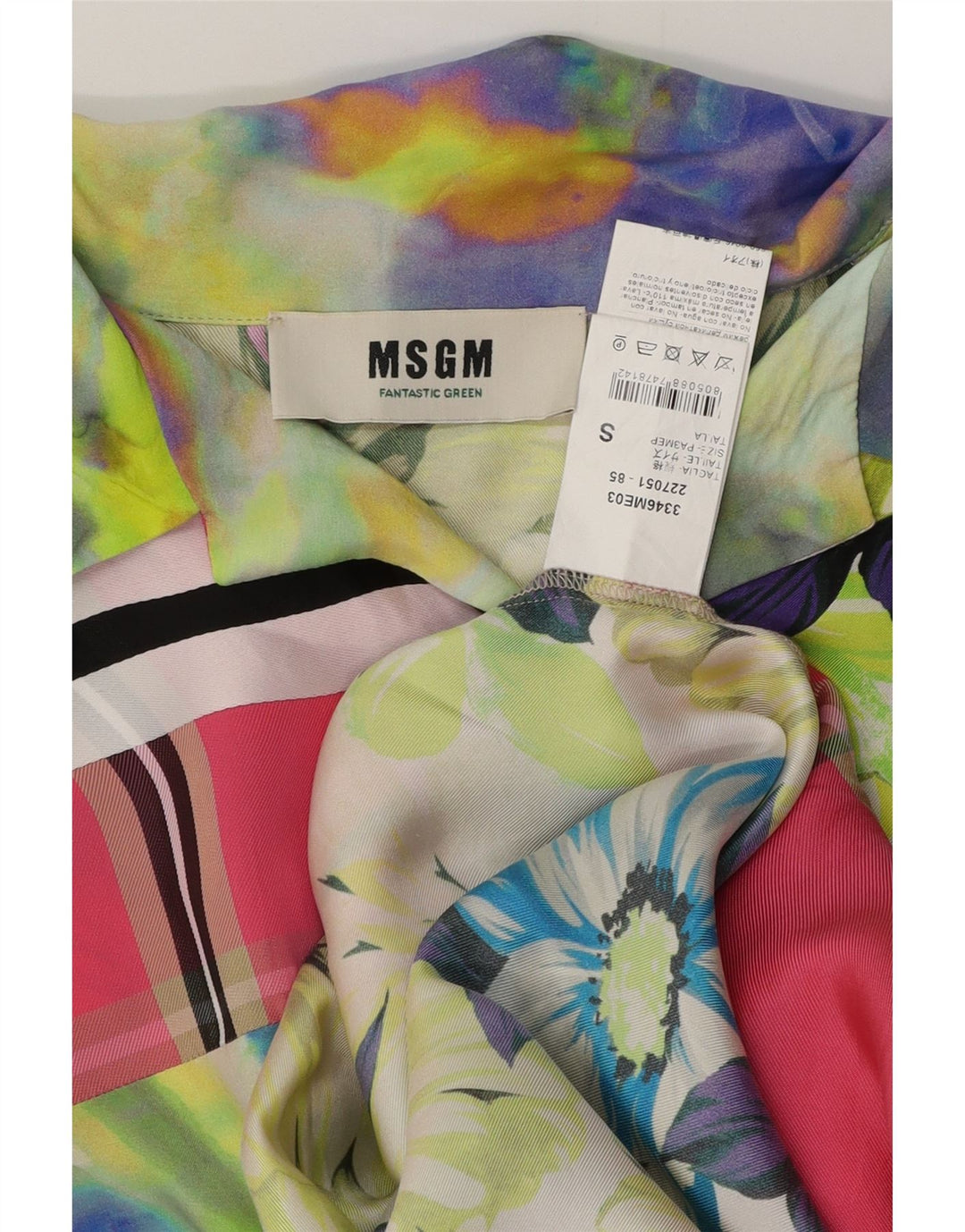 MSGM Мужская рубашка свободного покроя с коротким рукавом, маленькая, разноцветная, с тропическим цветочным принтом
