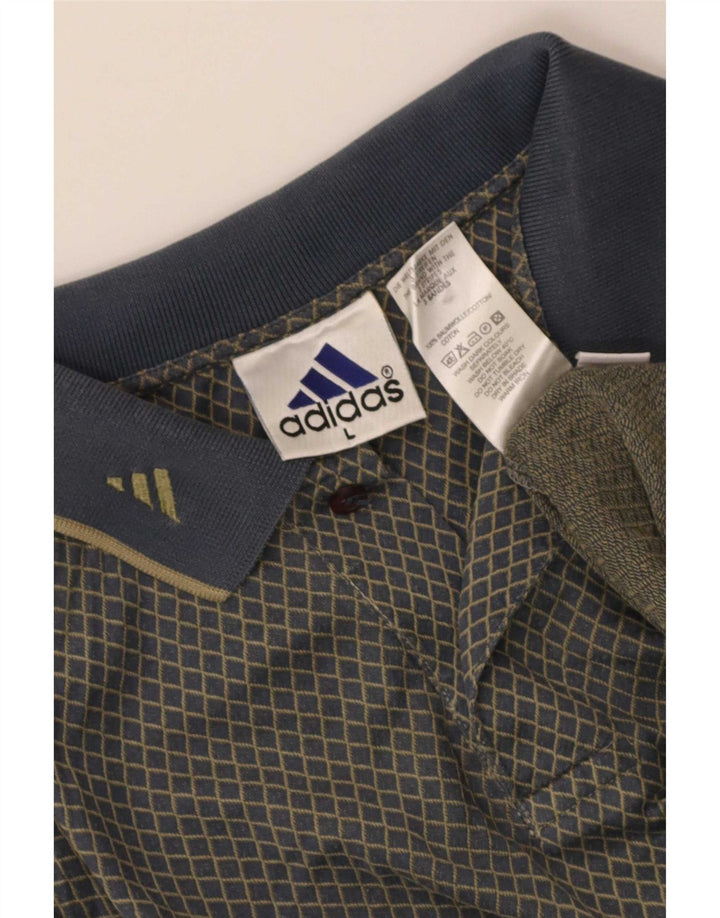 Мужская рубашка-поло Adidas, большая серая хлопковая ткань с узором аргайл/бриллиант