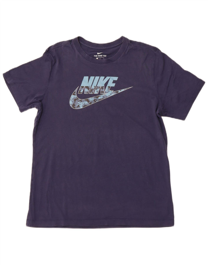 Мужская футболка с рисунком NIKE, большой размер, темно-синий, хлопок