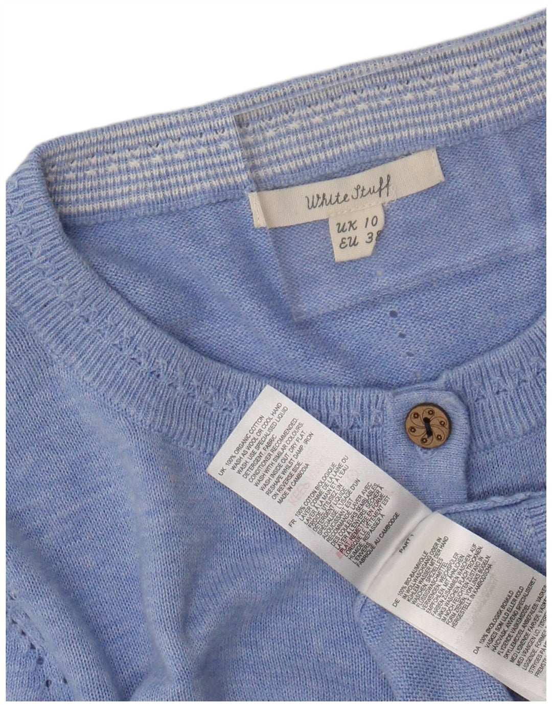 Женский кардиган WHITE STUFF, хлопковый свитер UK 10, маленький синий в крапинку