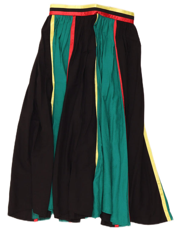 Винтажная женская расклешенная юбка с завышенной талией W28, средний черный, цветной блок