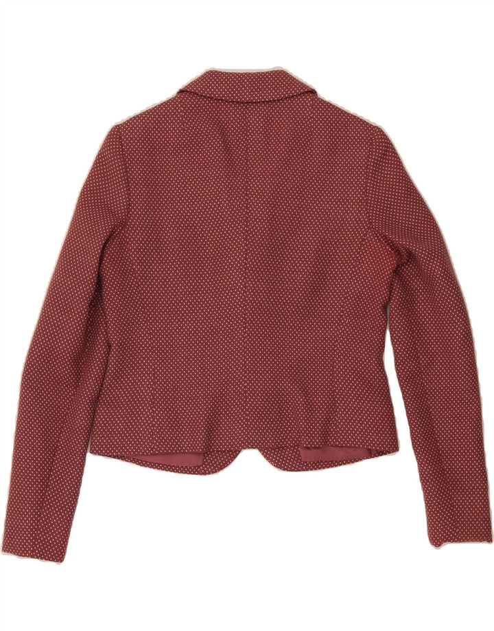 VINTAGE Womens Crop 3 Button Blazer Jacket UK 12 Medium Pink Spotted Vintage Vintage and Second-Hand Vintage from Messina Hembry 