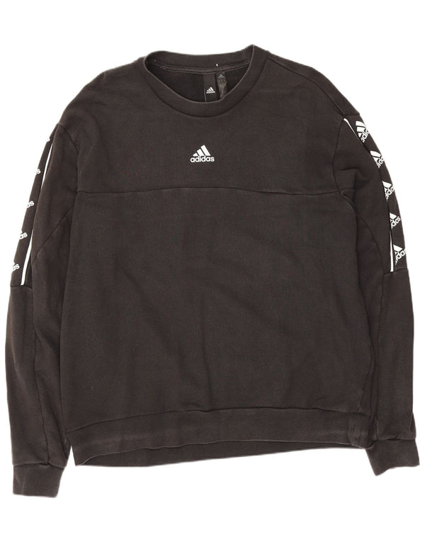 Мужской свитшот Adidas с рисунком, хлопковый джемпер среднего размера, черный