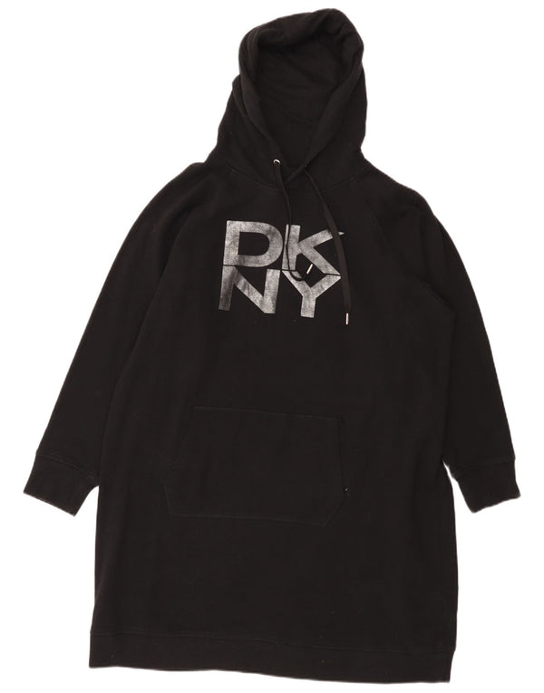 Женское платье-худи Dkny большого размера с длинными рукавами и графикой, Великобритания, 18 XL, черное