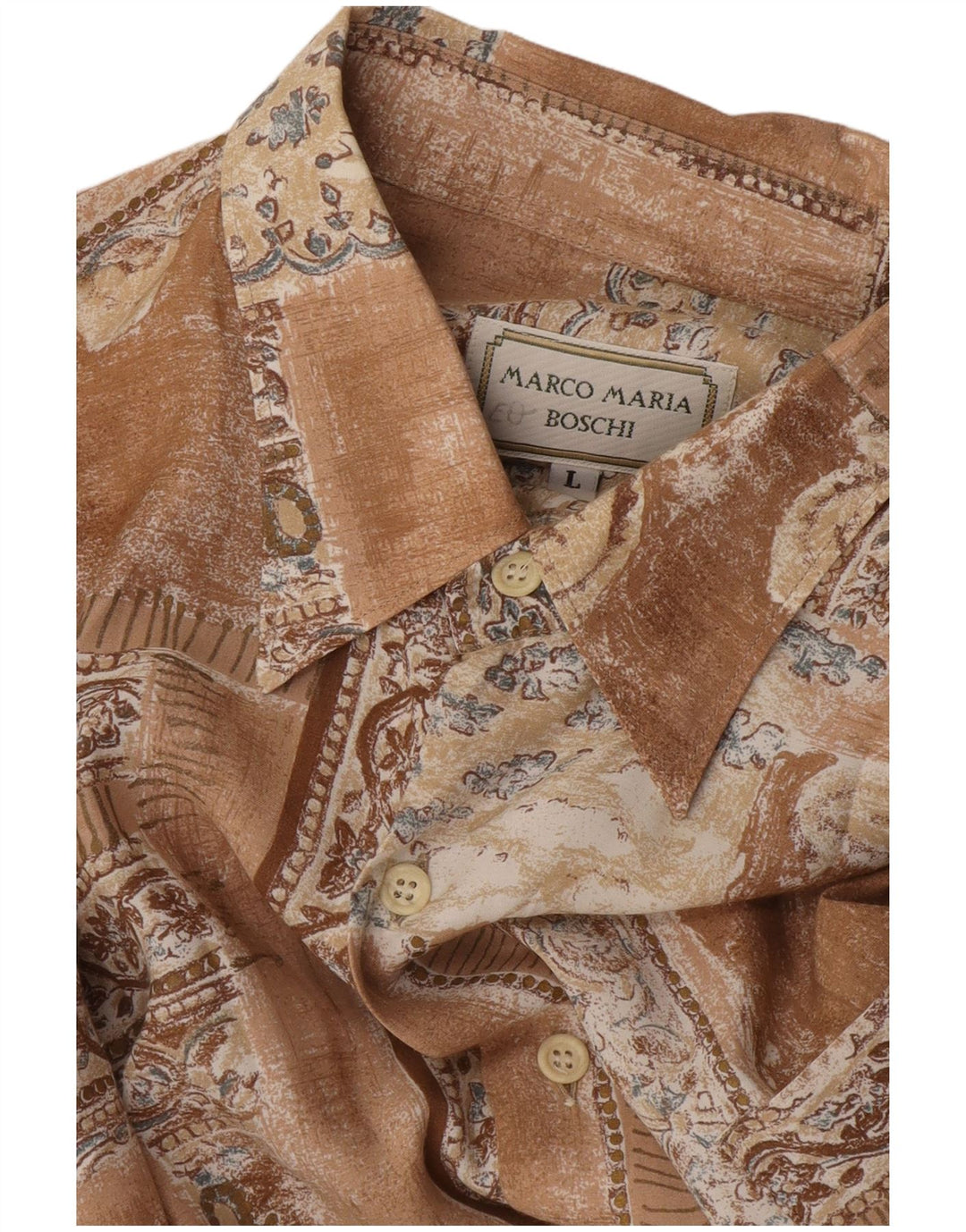 Мужская рубашка с коротким рукавом VINTAGE, большая коричневая в стиле пэчворк