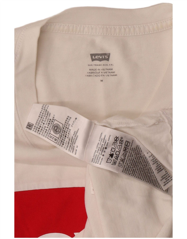Женская укороченная футболка с рисунком Levi's Top UK 14, средний белый цвет с блоками