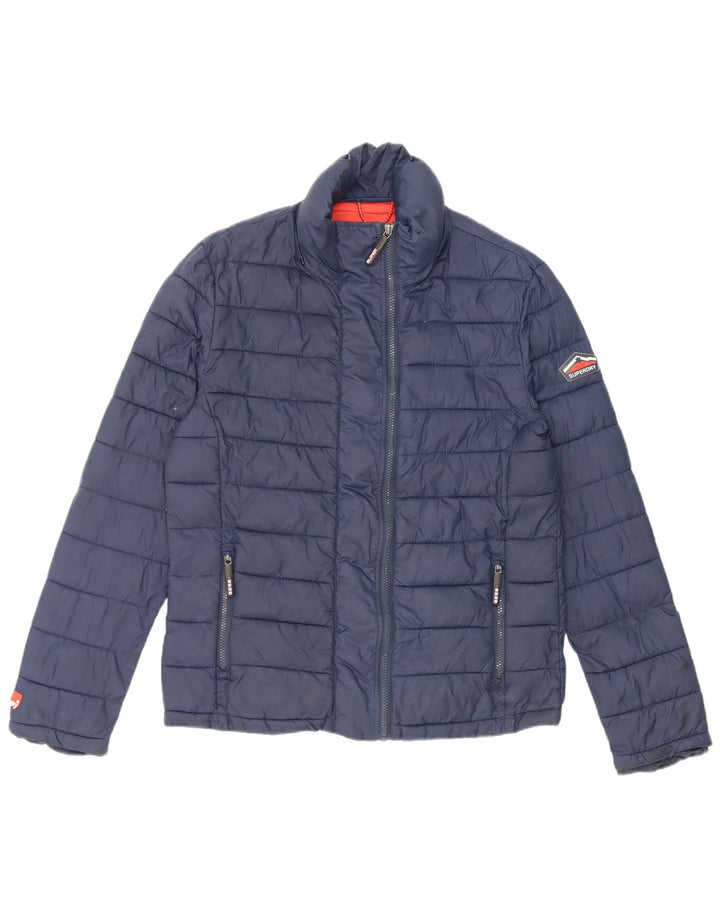 Мужская стеганая куртка Superdry UK 40, большая темно-синяя, нейлон
