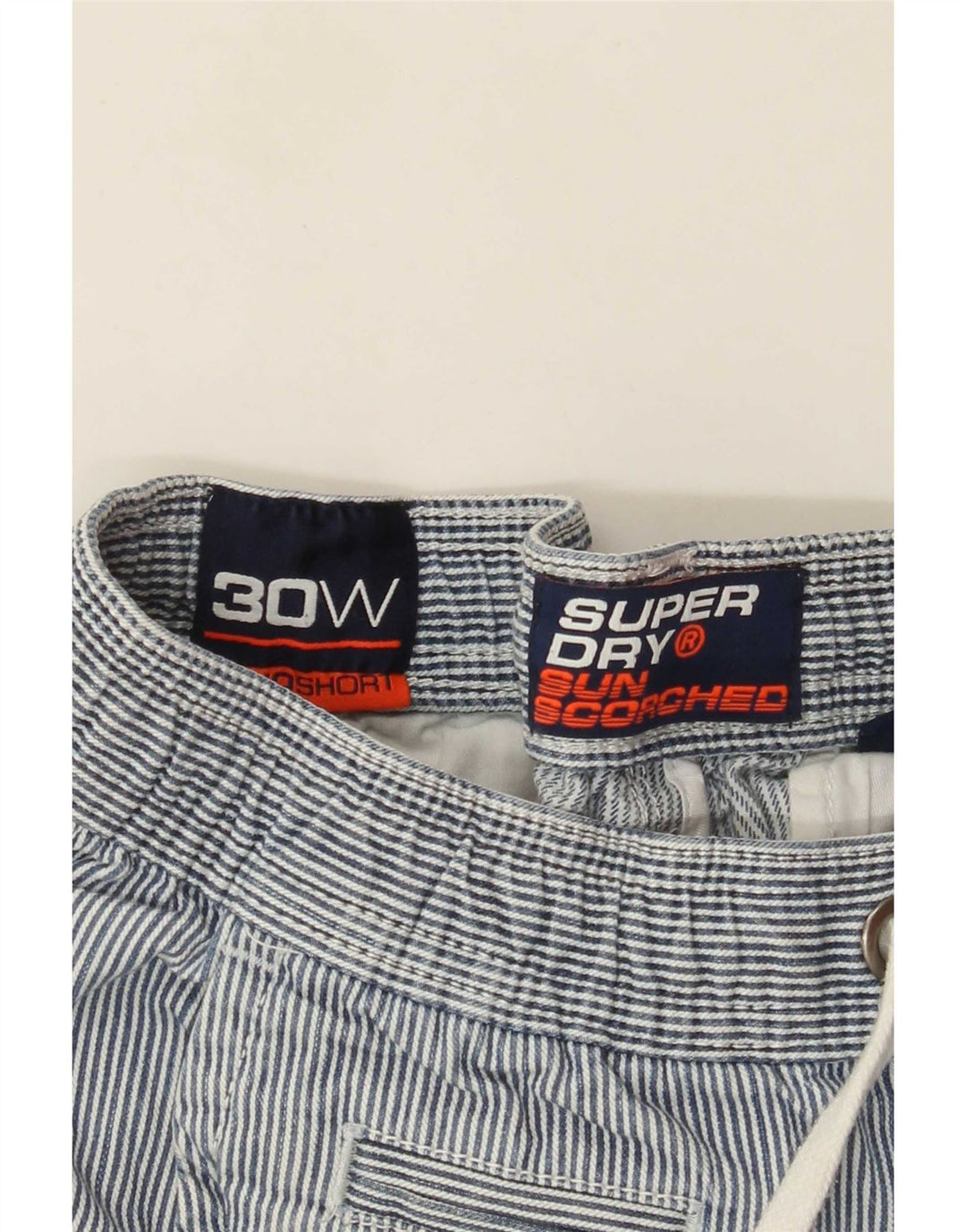 Мужские шорты чинос Superdry W30, хлопок среднего синего цвета в тонкую полоску