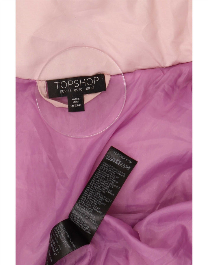 Женская стеганая куртка оверсайз с капюшоном Topshop UK 14, большой розовый полиэстер