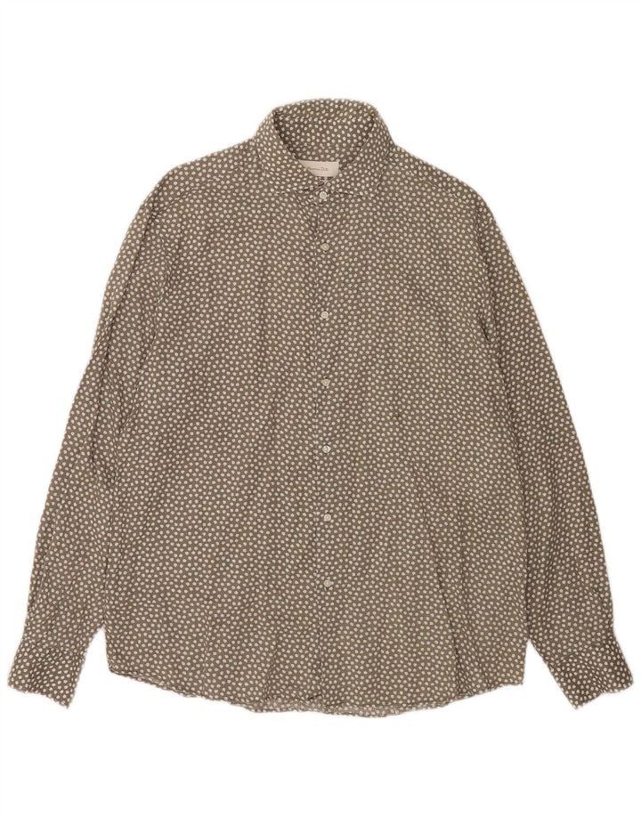 Мужская рубашка Massimo Dutti XL серого цвета с цветочным принтом