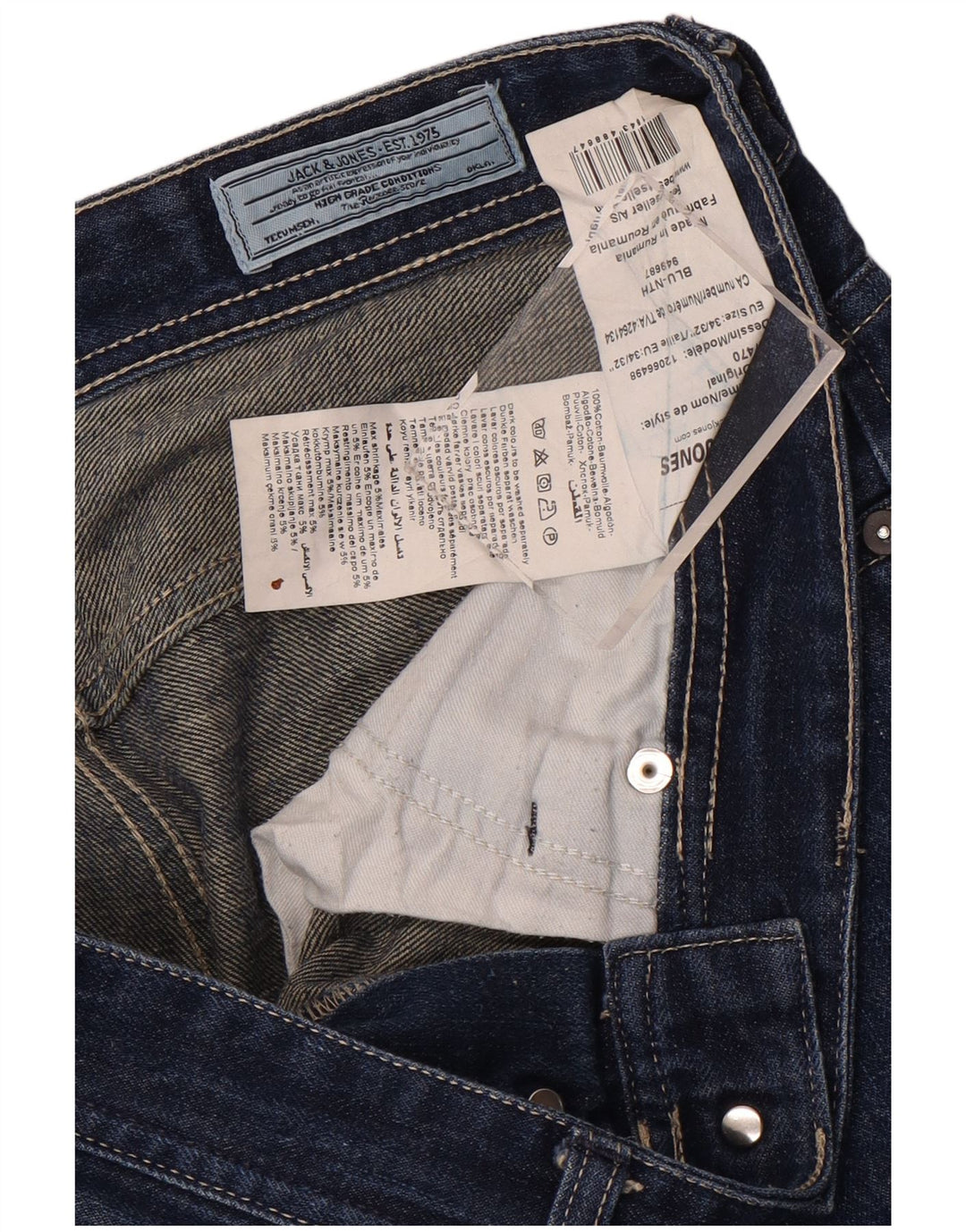 Мужские прямые джинсы Jack & Jones W34 L32 синие, хлопок