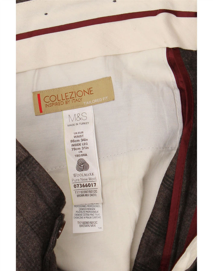 Мужские костюмные брюки MARKS & SPENCER W34 L31 в коричневую клетку