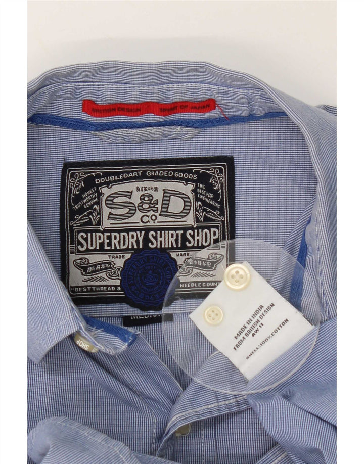 Мужская рубашка Superdry в тонкую полоску среднего синего цвета, хлопок