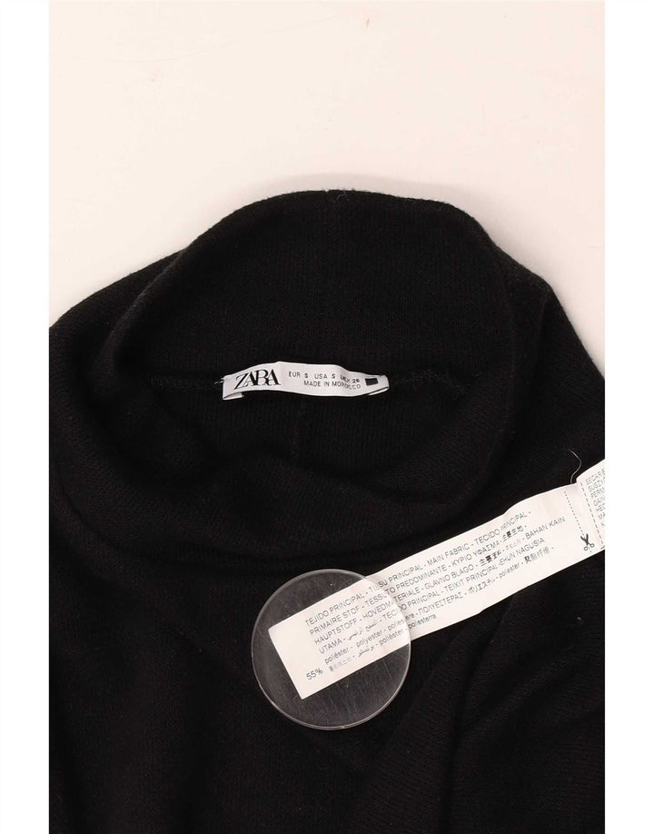 Женское платье-джемпер большого размера Zara UK 10, маленькое черное из полиэстера