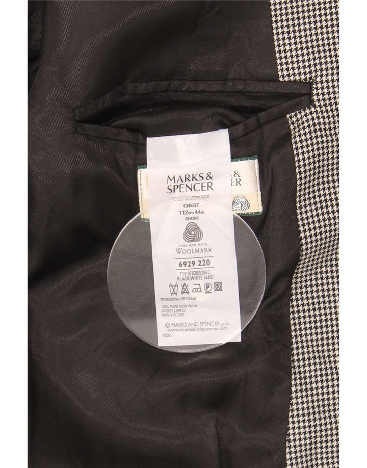Мужской пиджак на двух пуговицах Marks & Spencer UK 44 XL, черный с узором "гусиные лапки"