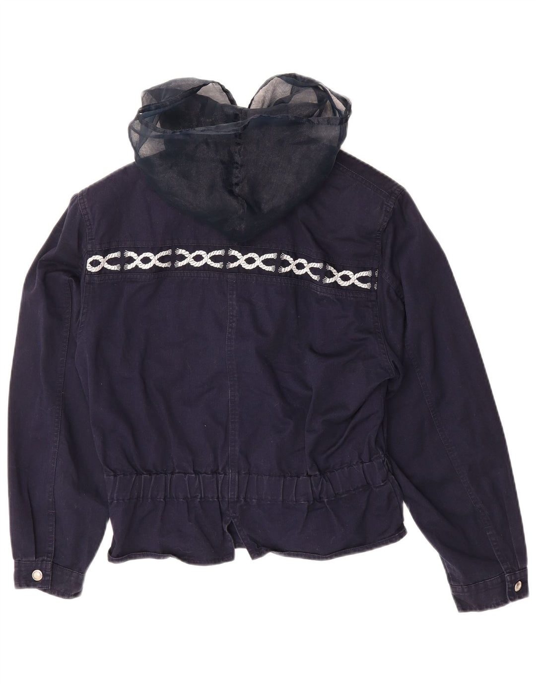 ROCCOBAROCCO Womens Hooded Bomber Jacket UK 12 Medium Navy Blue