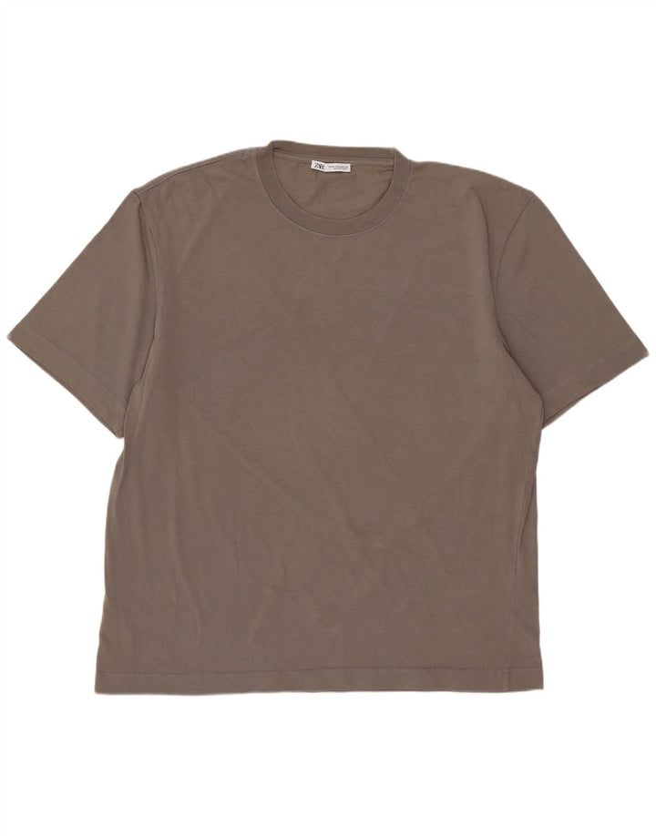 Мужская футболка ZARA XL, серый хлопок