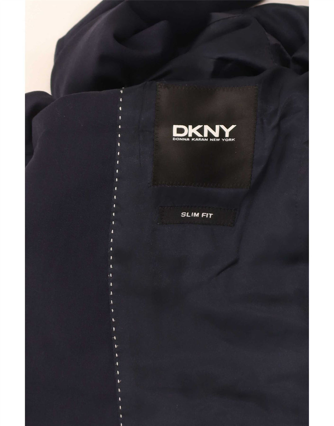 Мужской приталенный пиджак Dkny на 2 пуговицах, Великобритания 38, средний темно-синий, шерстяной