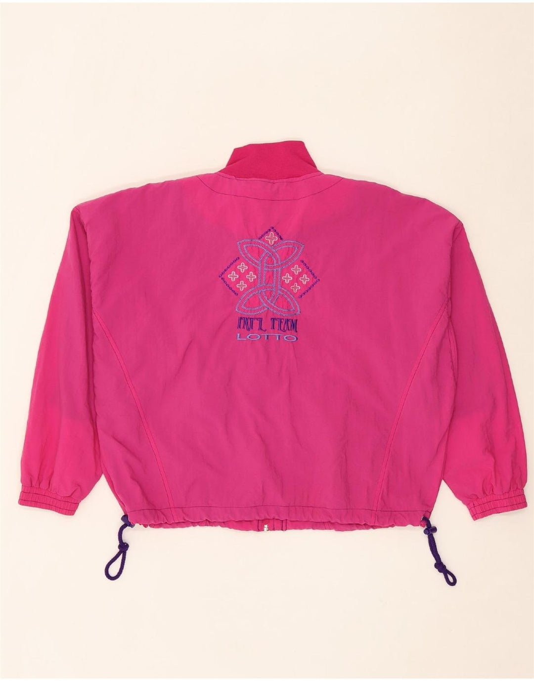 LOTTO Womens Oversized Graphic Tracksuit Top Jacket UK 14 Medium Pink Vintage Lotto and Second-Hand Lotto from Messina Hembry 