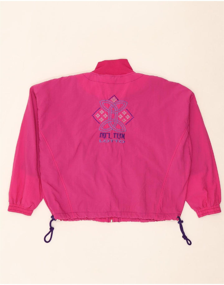 LOTTO Womens Oversized Graphic Tracksuit Top Jacket UK 14 Medium Pink Vintage Lotto and Second-Hand Lotto from Messina Hembry 