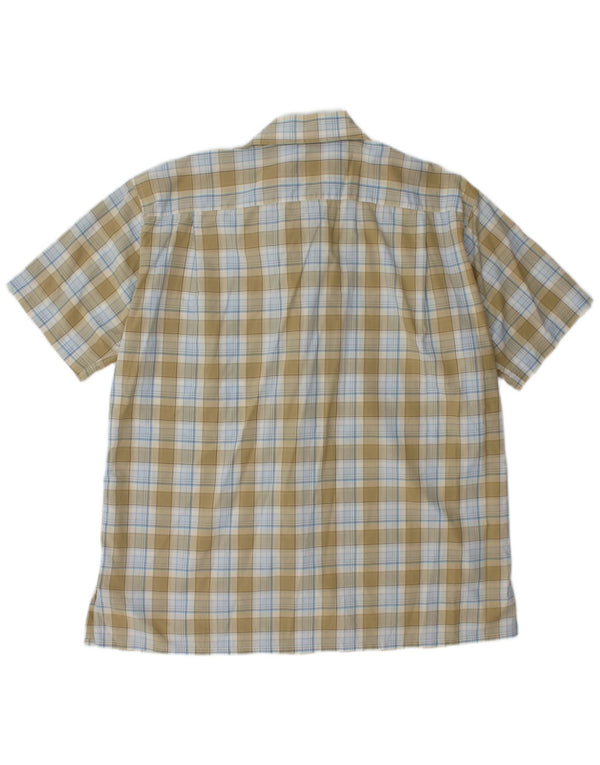 LACOSTE Мужская рубашка с коротким рукавом, размер 46, 2XL, хаки в клетку