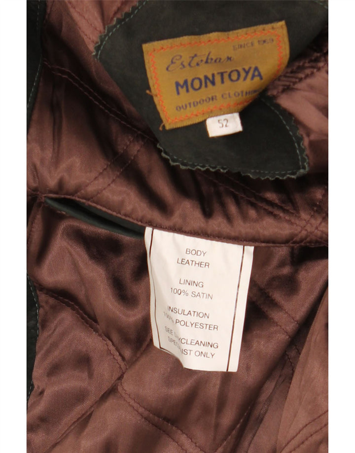 VINTAGE Мужское кожаное пальто IT 52 XL Черное кожаное