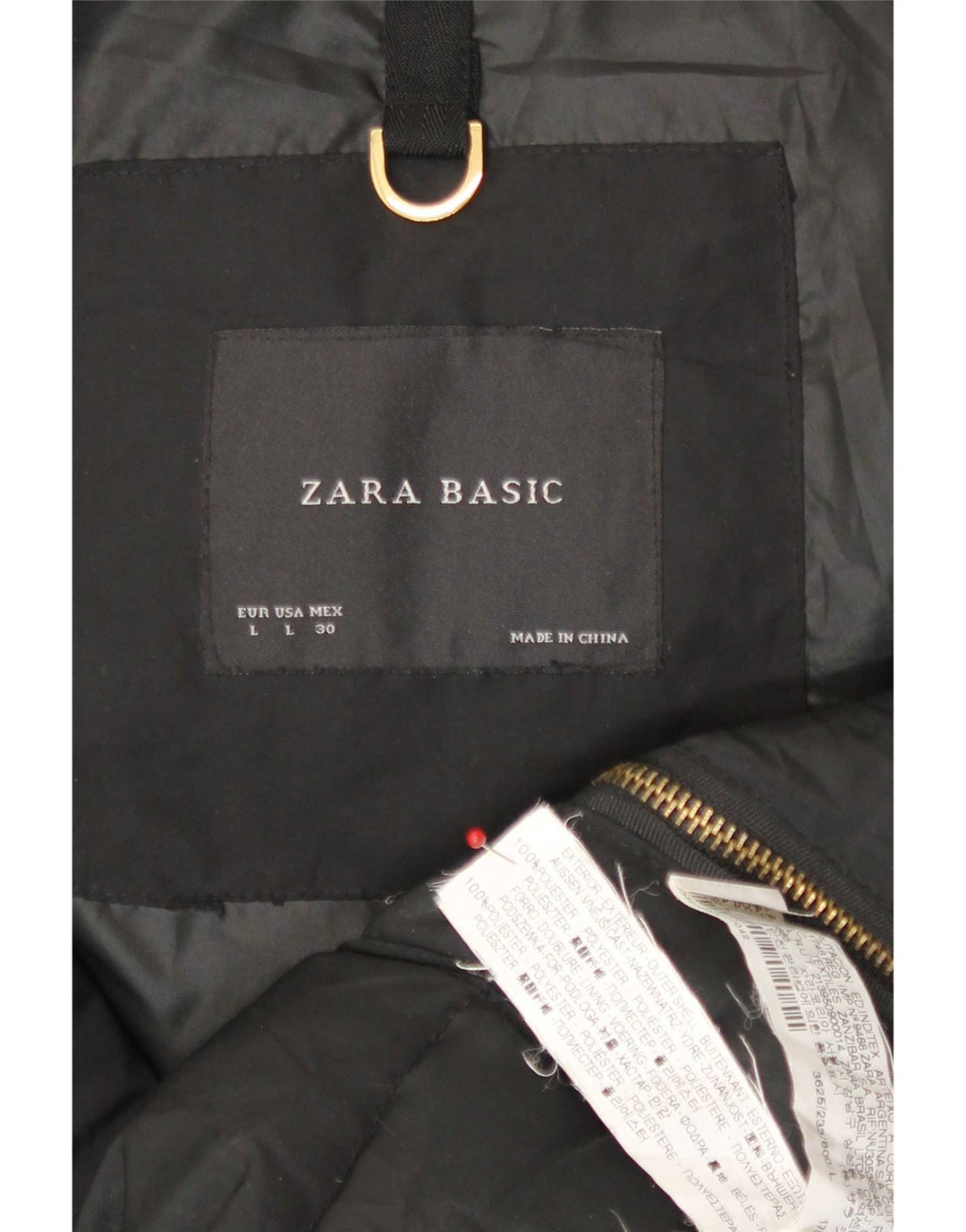 Женская стеганая куртка с капюшоном Zara UK 16, большой черный полиэстер
