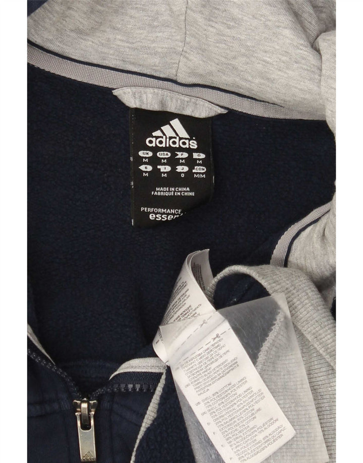 Мужской свитер с капюшоном на молнии Adidas среднего размера, темно-синий, хлопок