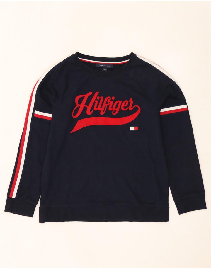 Женский свитер с рисунком Tommy Hilfiger UK 14, средний, темно-синий