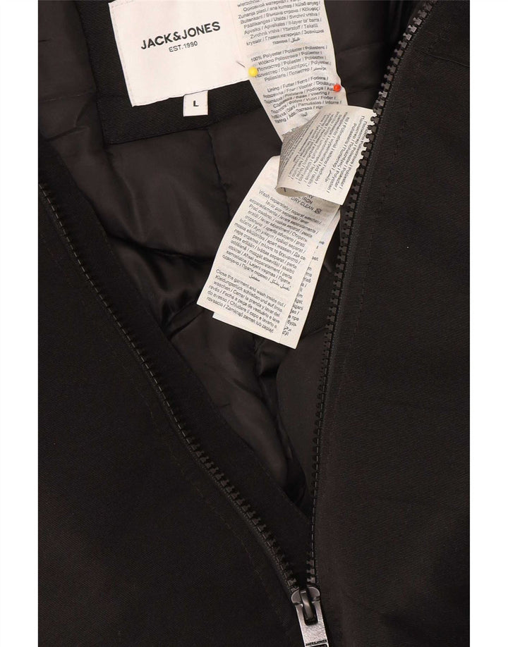 Мужская парка Jack & Jones с капюшоном UK 40, большая черная полиэстер