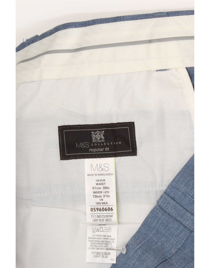 Мужские костюмные брюки классического кроя Marks & Spencer W38 L31 синие из полиэстера