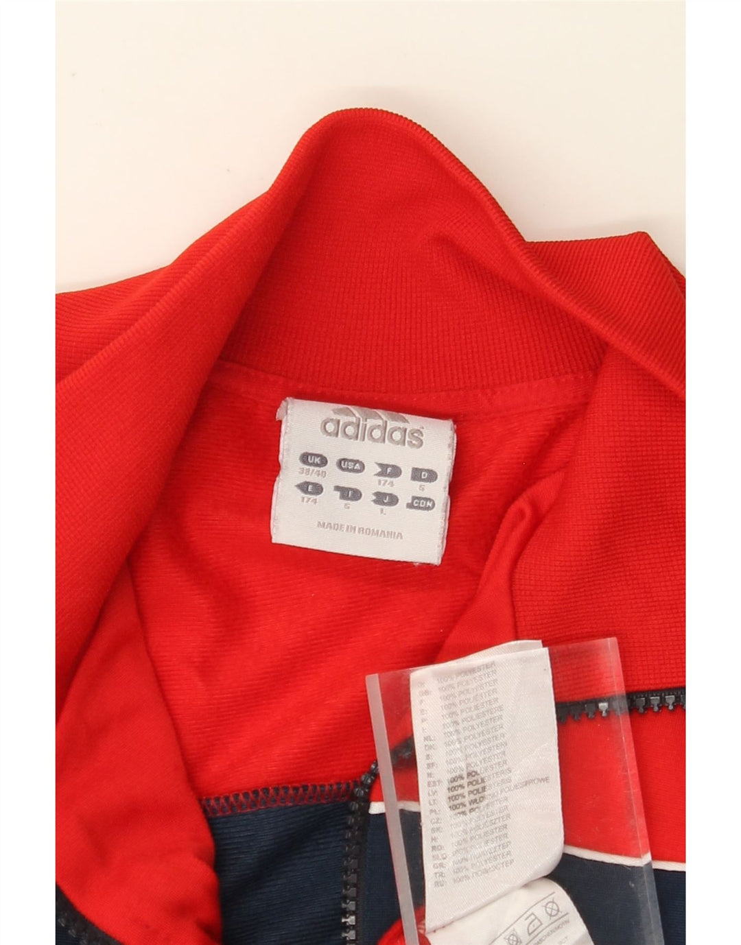 Мужская спортивная куртка ADIDAS UK 38/40, средний красный полиэстер с цветными блоками