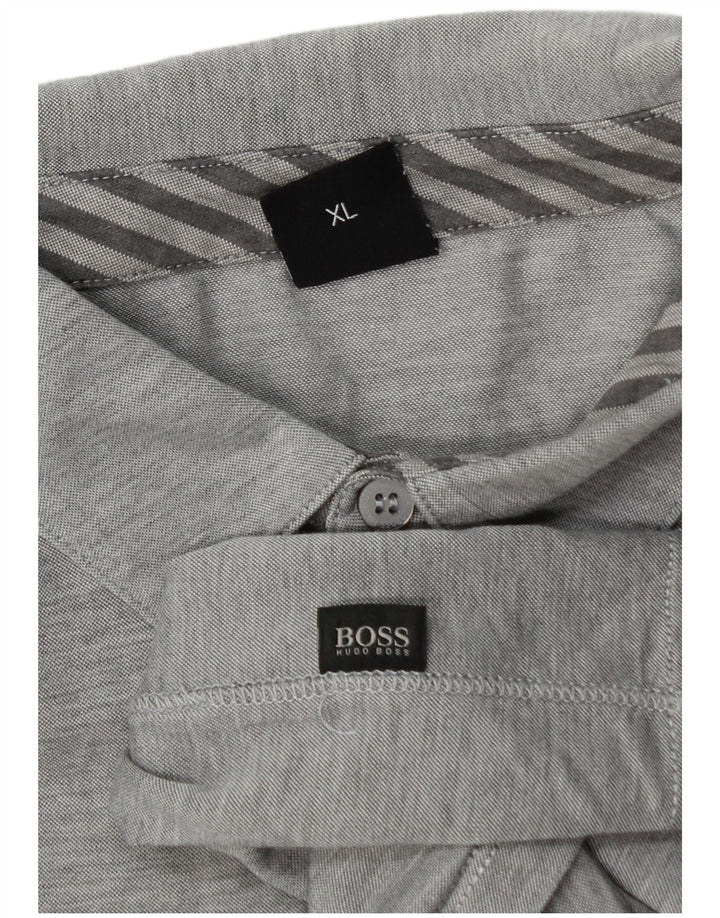 Мужская рубашка-поло Hugo Boss XL серая в крапинку