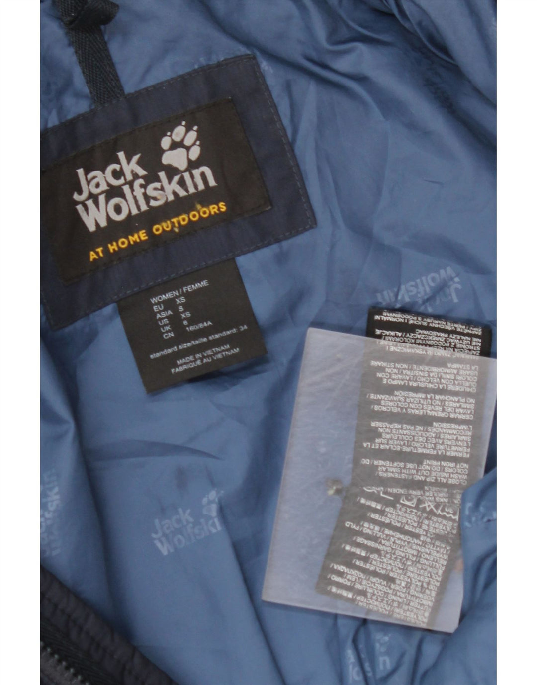 JACK WOLFSKIN Женское стеганое пальто с капюшоном UK 6 XS Темно-синий полиэстер