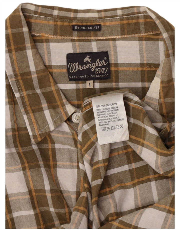 Мужская рубашка стандартного кроя с короткими рукавами Wrangler, большая коричневая клетка, хлопковая