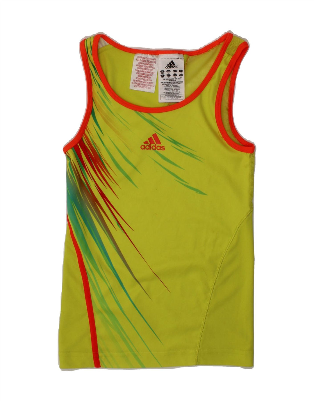 ADIDAS Boys Graphic Vest Top 5-6 Years Yellow Striped Polyester Vintage Adidas and Second-Hand Adidas from Messina Hembry 