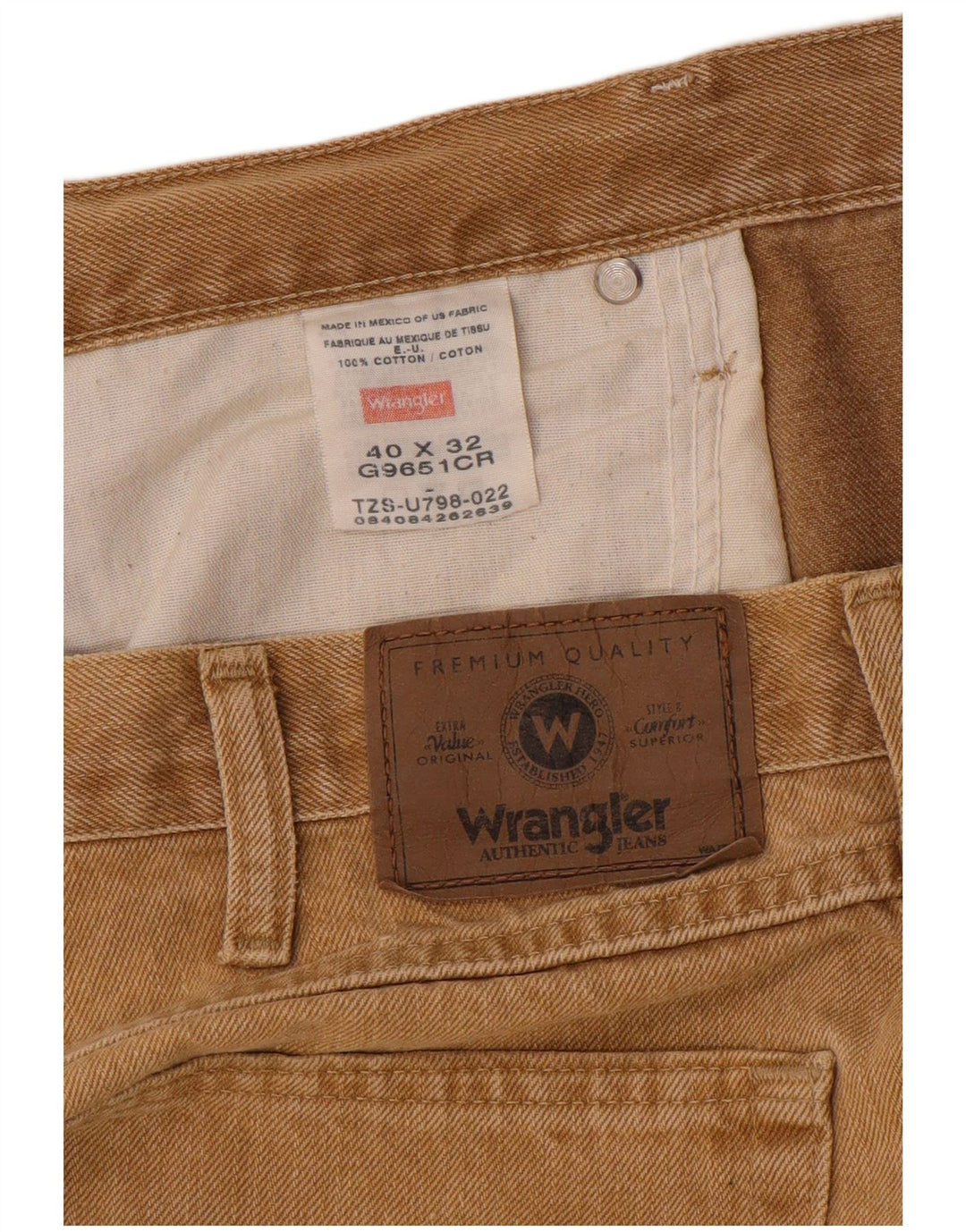 Мужские прямые джинсы Wrangler W40 L32, бежевый хлопок