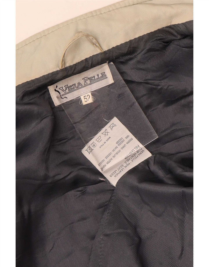 Винтажная женская кожаная куртка IT 52 2XL Бежевая