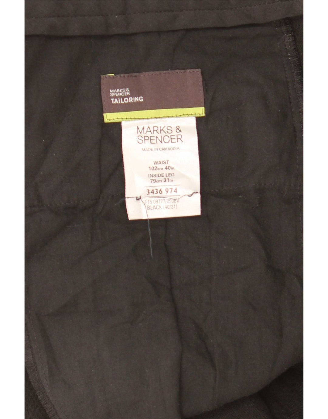 Мужские прямые костюмные брюки Marks & Spencer W40 L31 черные