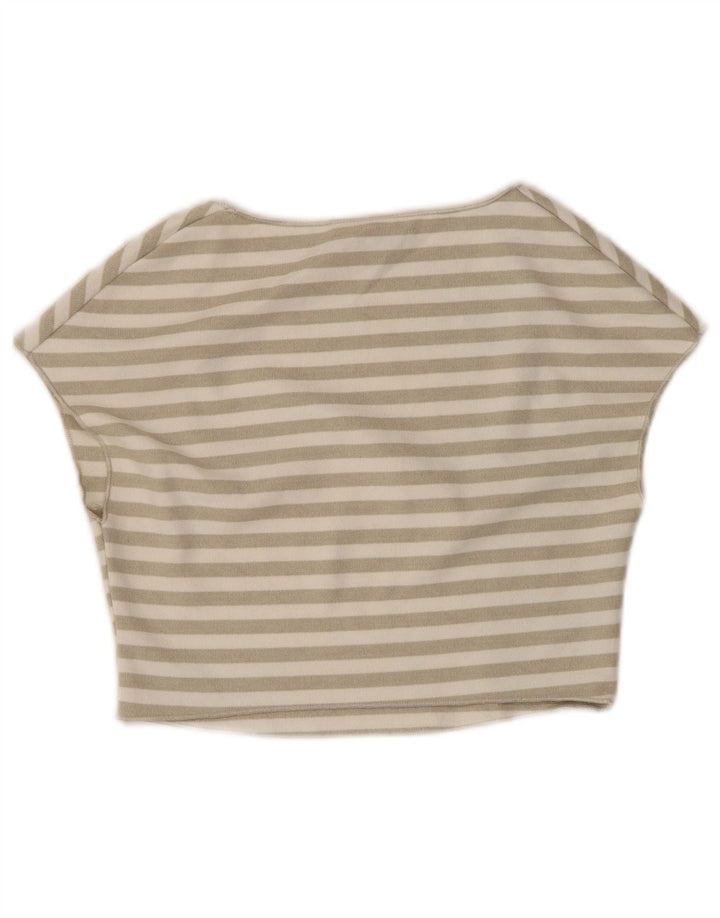 Женский укороченный топ ZARA UK 12, средний цвет в белую полоску