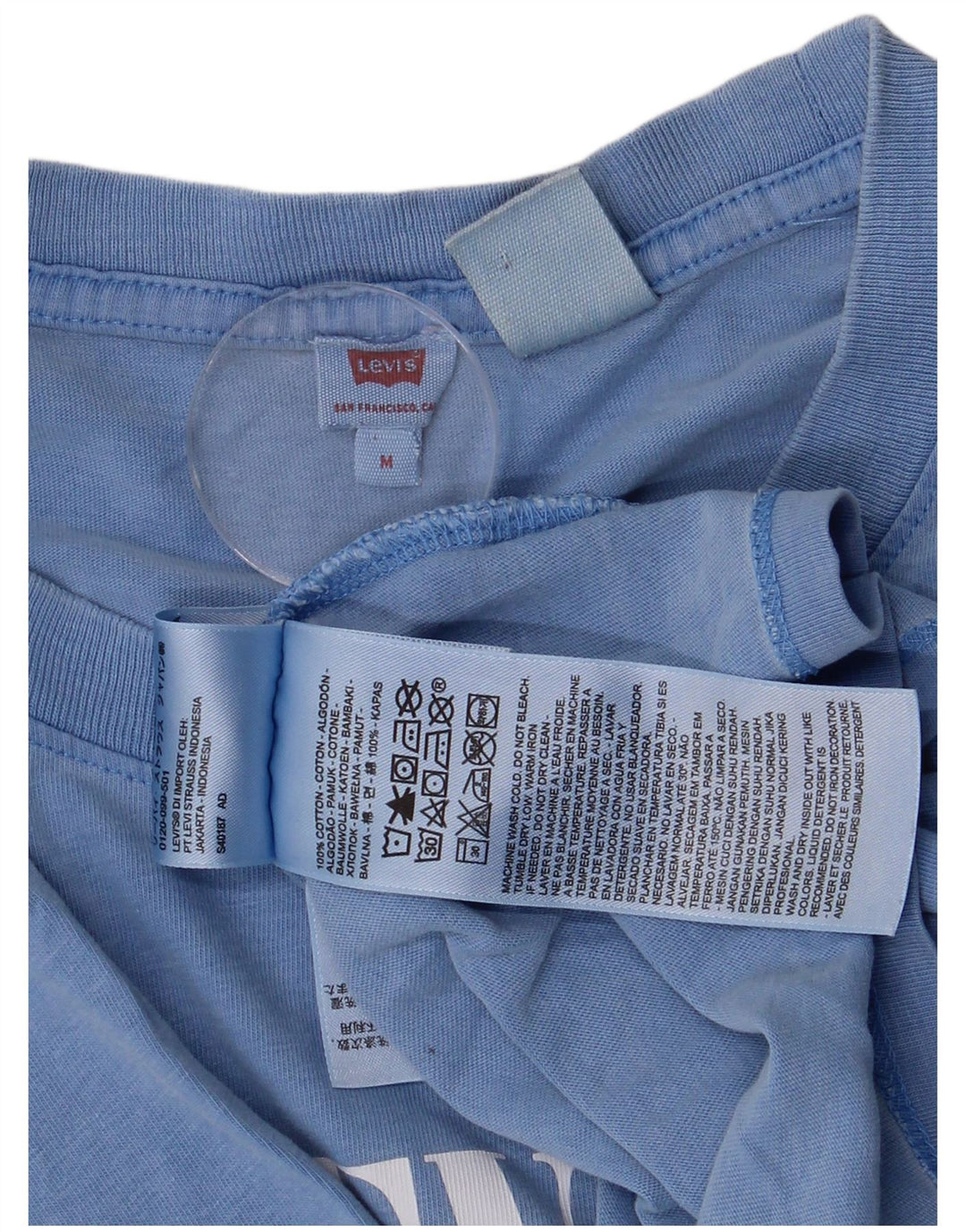 Женская укороченная футболка с рисунком Levi's Top UK 14, средний синий хлопок