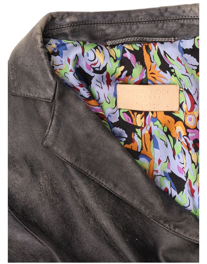 Женский кожаный пиджак Santacroce на 2 пуговицах, Великобритания, 10, маленький, черный