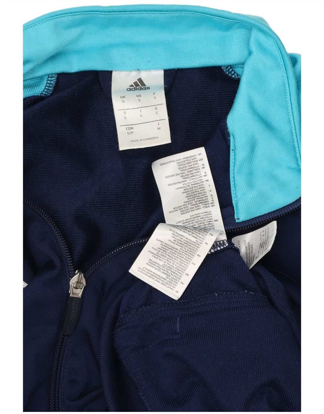 Мужской спортивный костюм ADIDAS, верхняя куртка, маленький темно-синий, полиэстер с цветными блоками