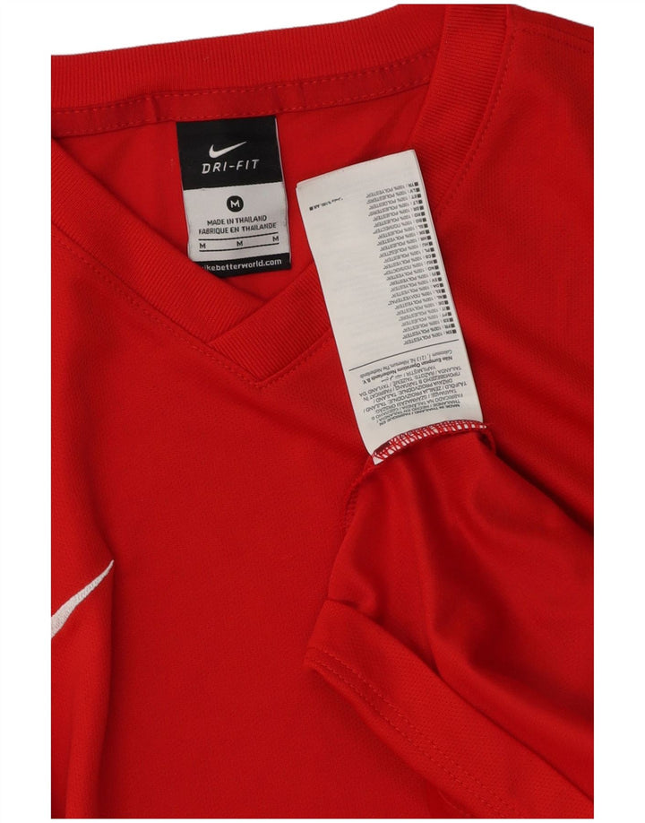 Мужская футболка Nike Dri Fit Верх среднего красного цвета из полиэстера с цветными блоками