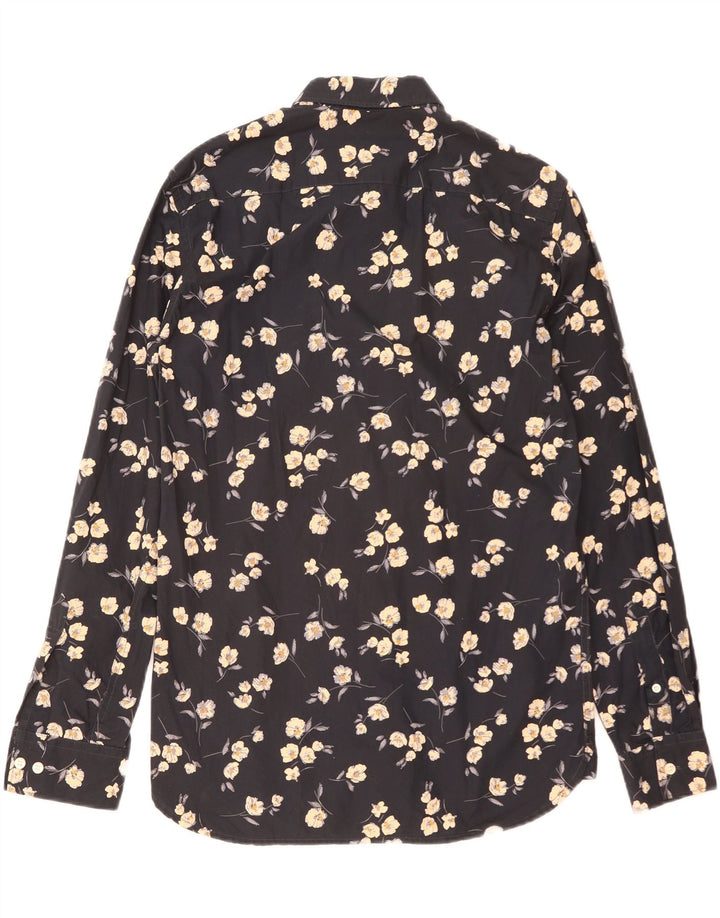 Мужская рубашка French Connection среднего размера, темно-синяя, хлопковая с цветочным принтом